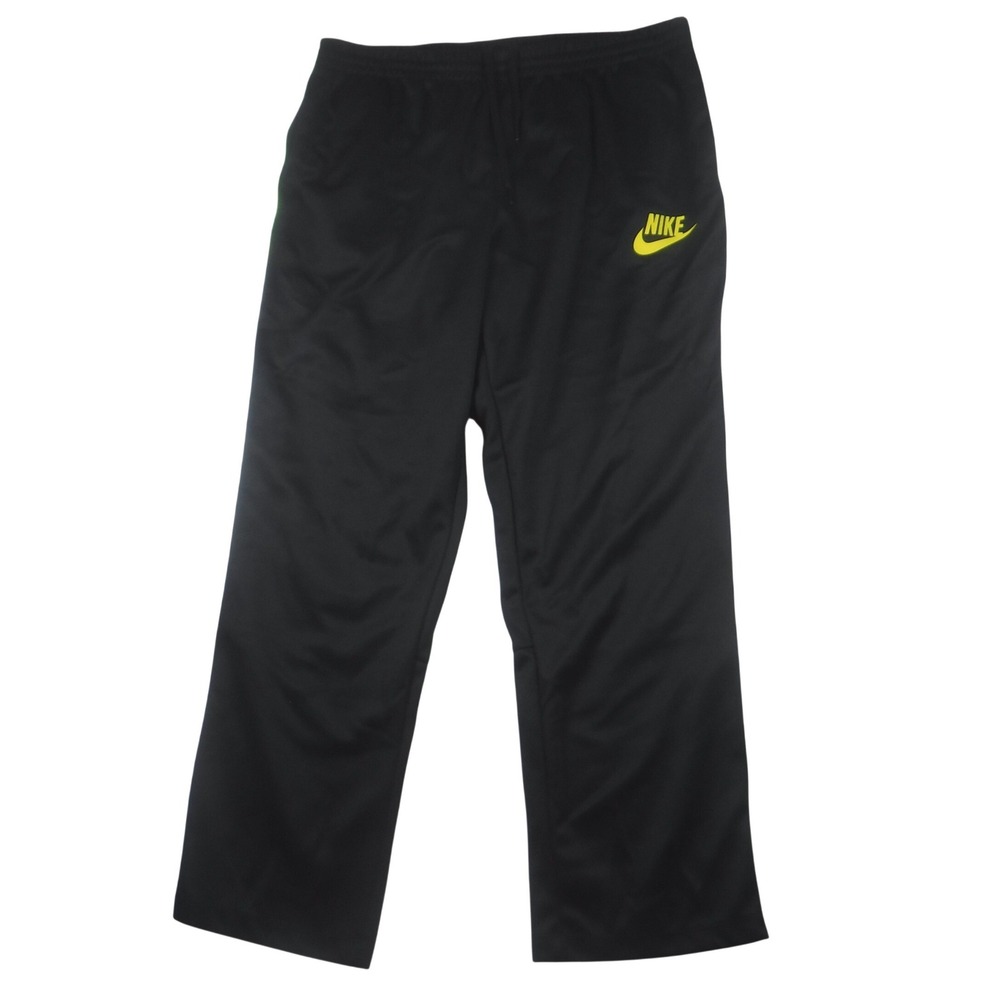 Nike Pants Mens 3XL Black Yellow Side Stripe Sportswear Track Joggers Zip Pocket